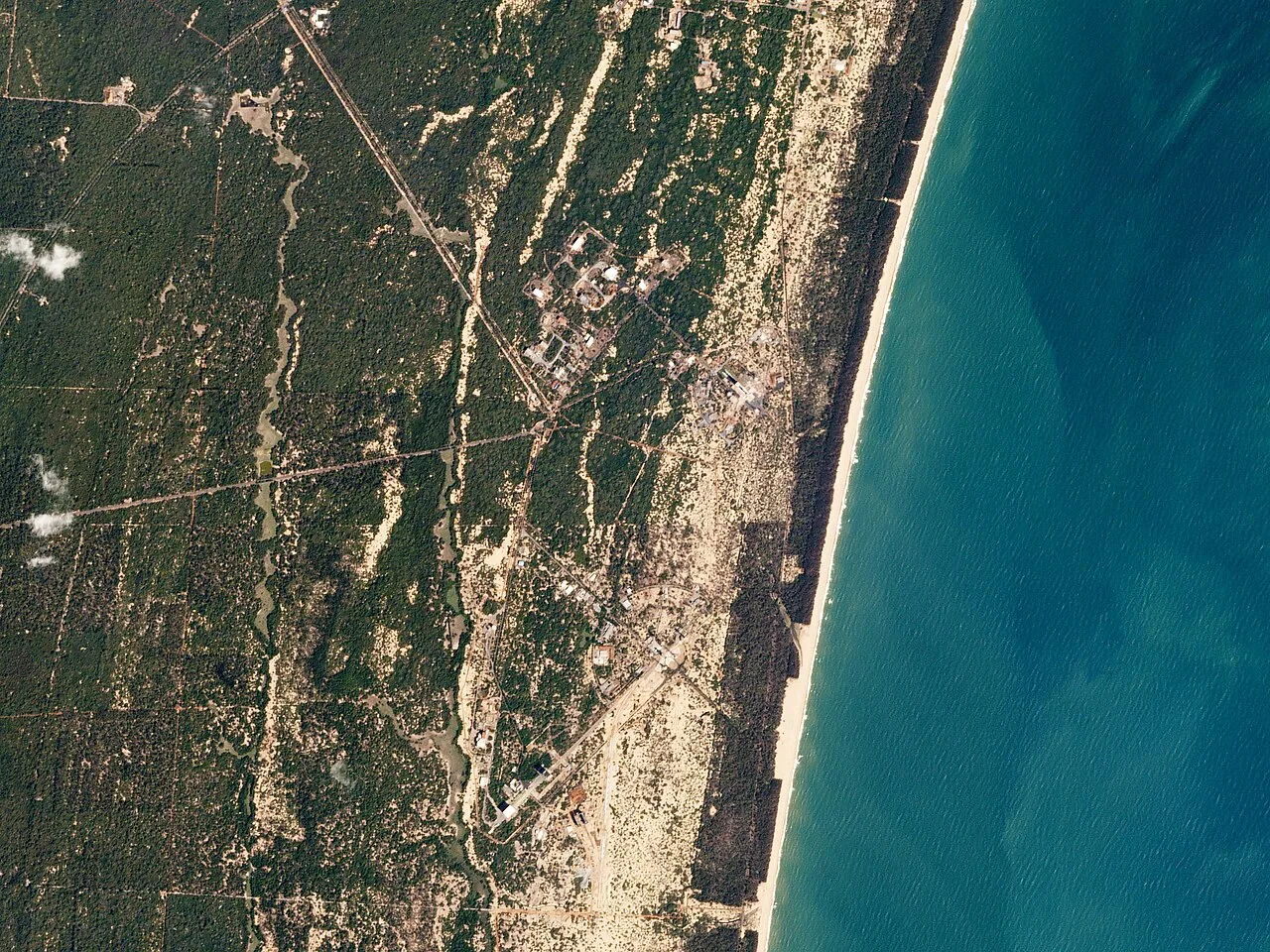 Космический центр имени Сатиша Дхавана в Индии на спутниковой фотографии